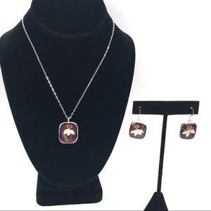 Shar Dixon Narcissus Flower Necklace Earrings NWT